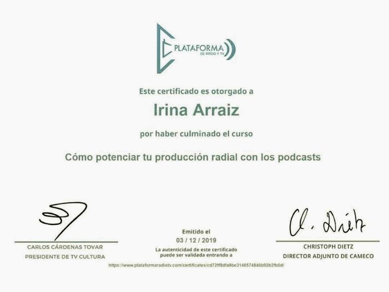 Certificado como potenciar tu produccion radial con los podcasts